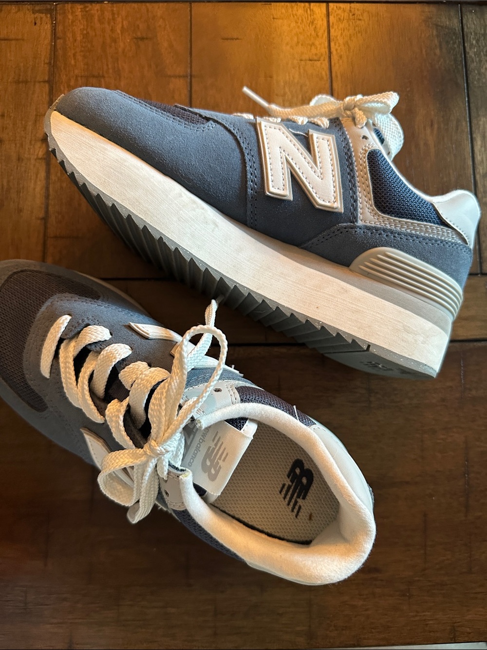 New Balance Blue & White 'N' Logo platform Sneakers 574